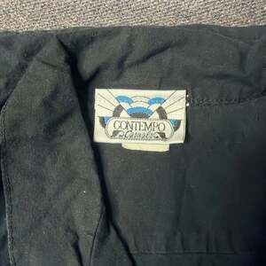 Vintage 80s 90s Contempo Casuals Black Lightweight Cotton Utility Blazer Jacket